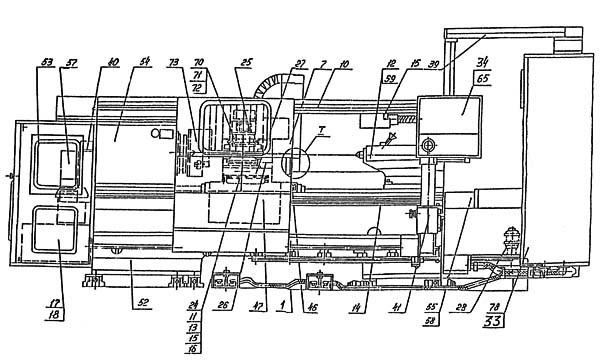 Розташування складових частинин токарного верстата з ЧПУ 16М30Ф3 Розташування складових частинин токарного верстата з ЧПУ 16М30Ф3